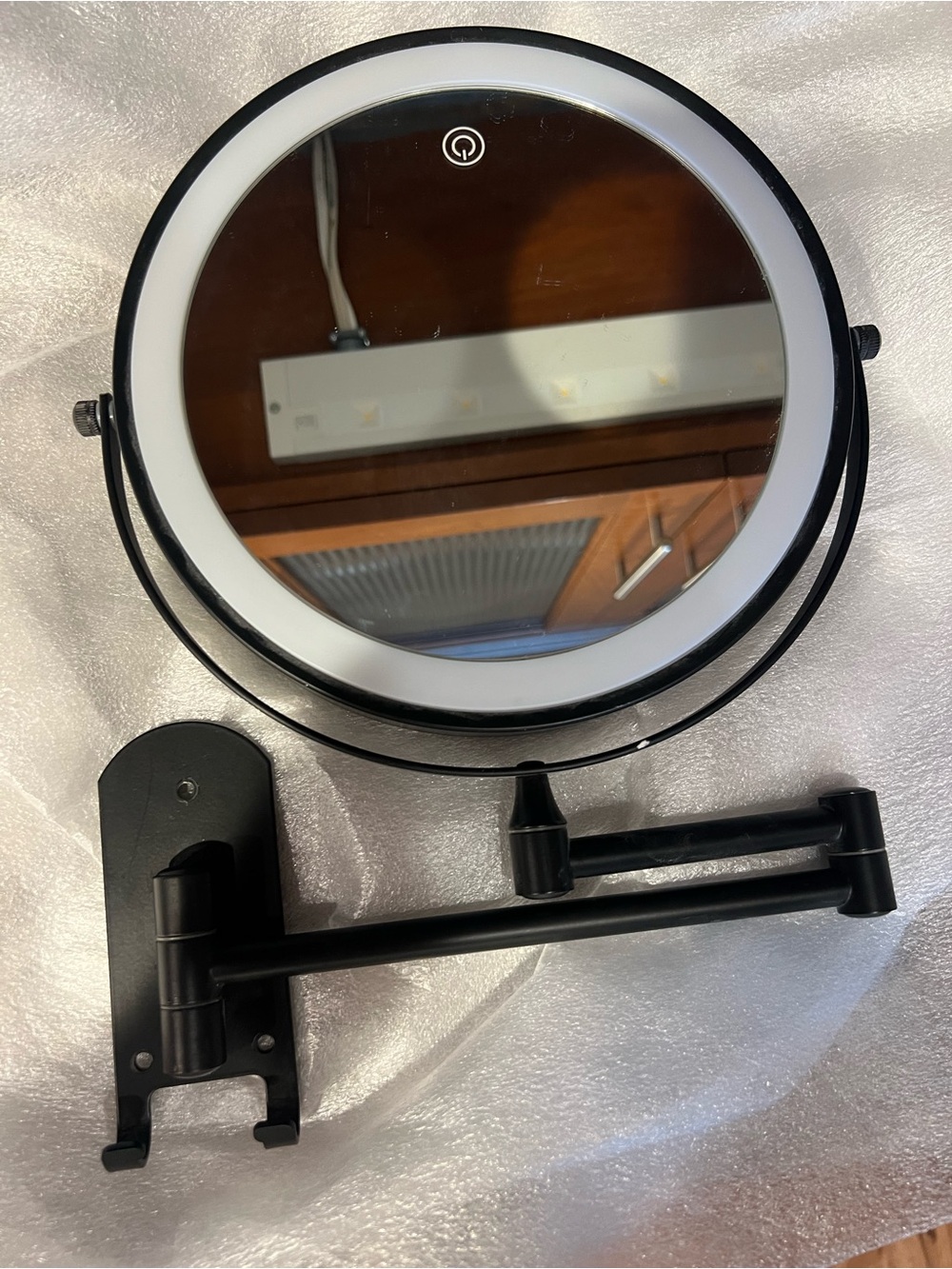 Black Wall-Mount LED Lighted Makeup Mirror - Unbranded
